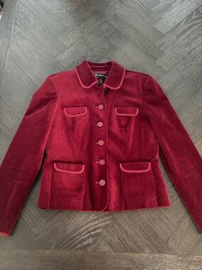 INC Red Corduroy Button-Front Blazer in Deep Burgundy- GORGEOUS